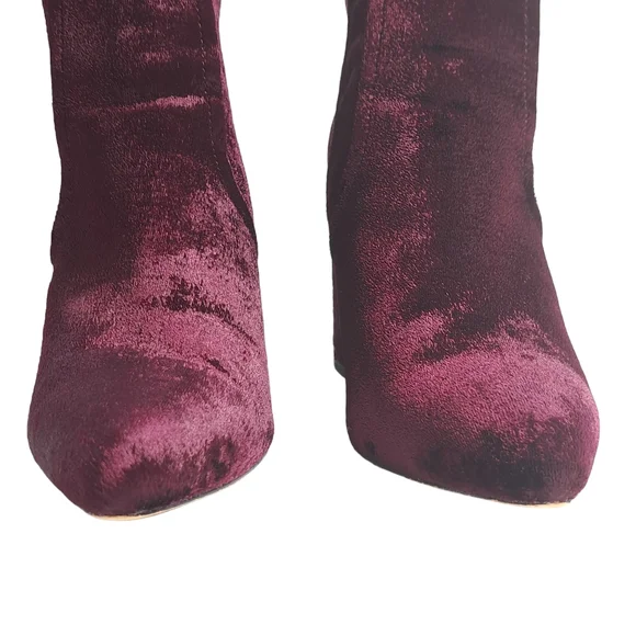 Steve Madden Women's Jaque Burgundy Velvet Ankle Boots 9M - Picture 12 of 15